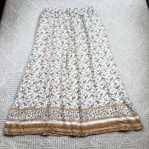 Zeagoo Maxi Skirt Women XL White Paisley Boho Bohemian Cottagecore Hippie Resort